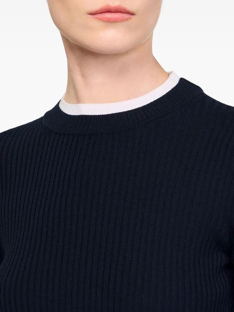 SANDRO ribbed round-neck T-shirt - Black