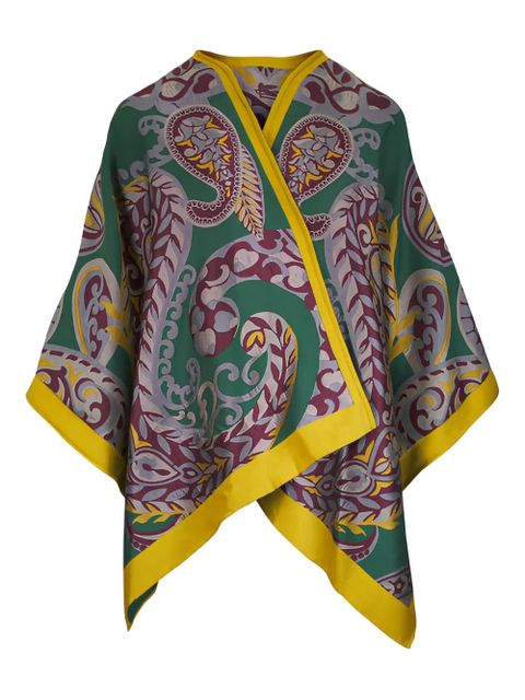 ETRO paisley-motif wool-blend cape - Green - zdjęcie produktu nr 1