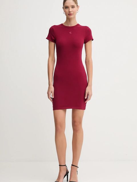 Calvin Klein Jeans sukienka kolor bordowy mini dopasowana LV047B266G - zdjęcie produktu nr 2
