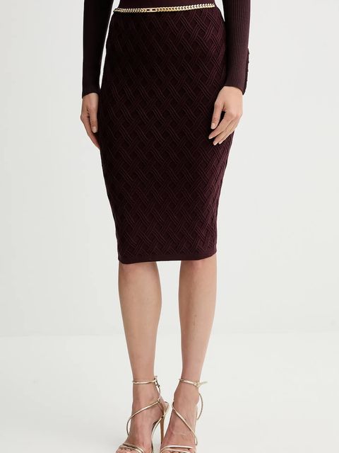 Elisabetta Franchi spódnica kolor bordowy midi prosta GK20B56E2 - zdjęcie produktu nr 1