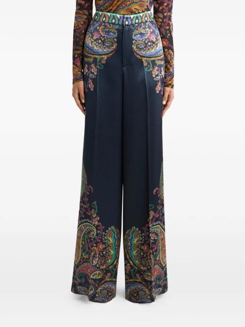 ETRO wide-leg printed trousers - Blue