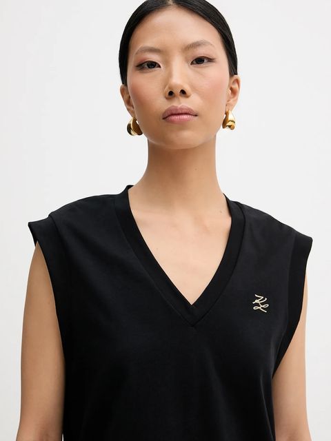 Karl Lagerfeld top bawełniany kolor czarny B1W17012