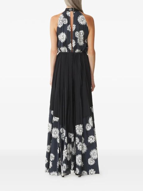 Lanvin pleated floral-pattern maxi dress - Black