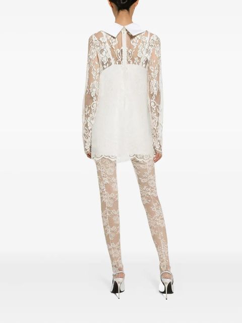 Dolce & Gabbana satin-neck lace mini dress - White