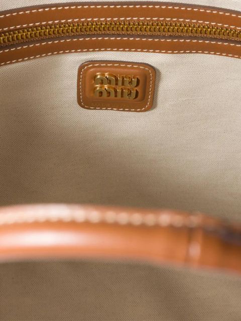 Miu Miu Ivy canvas and leather bag - Neutrals