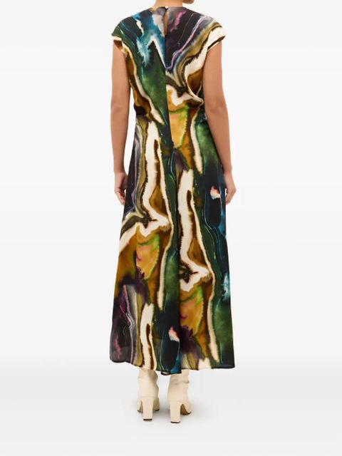 Marie Oliver Zuri abstract-print cap-sleeve dress - Yellow