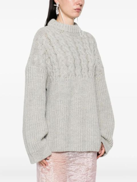 Cecilie Bahnsen cable-knit crew-neck sweater - Grey