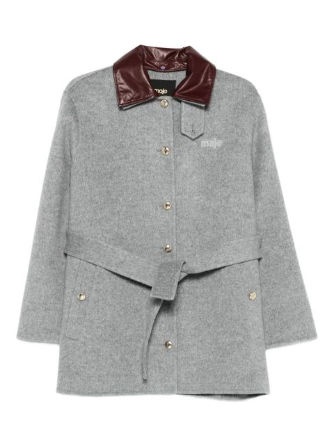 Maje wool-blend belted coat - Grey - zdjęcie produktu nr 1