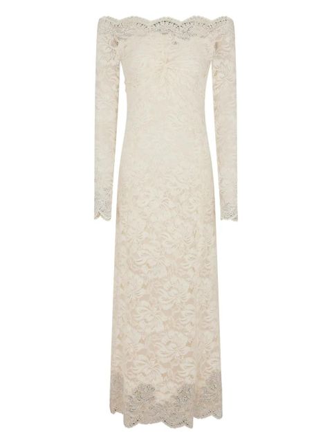 Rabanne off-shoulder lace midi dress - Neutrals - zdjęcie produktu nr 2