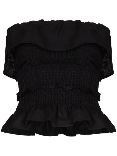 Reformation Millet smocked strapless top - Black - zdjęcie produktu nr 1