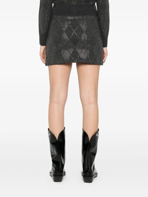 Alexander Wang argyle-motif A-line skirt - Grey
