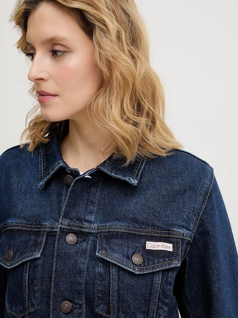 Calvin Klein Jeans kurtka jeansowa kolor granatowy przejściowa LV047E903G