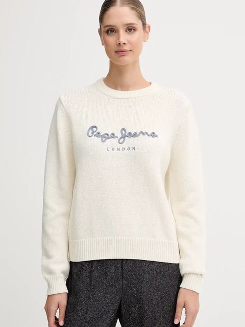 Pepe Jeans sweter bawełniany damski kolor beżowy PL7000024