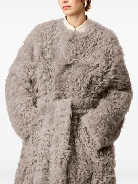 AMI Paris shearling belted coat - Grey