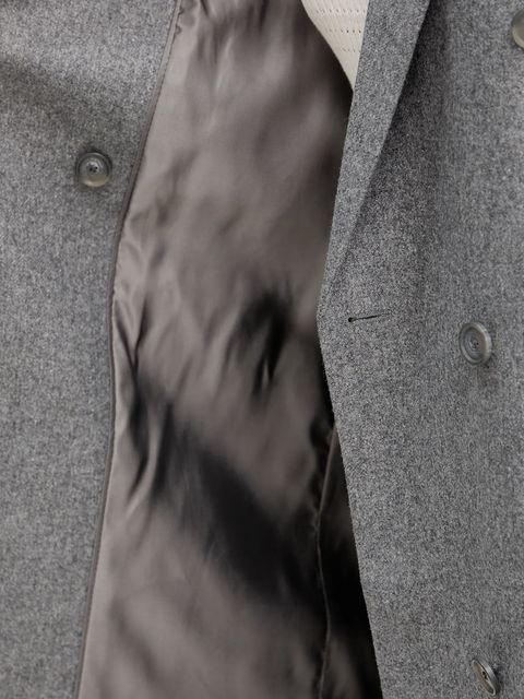 BOSS marynarka z wełną kolor szary dwurzędowa gładka 50548736