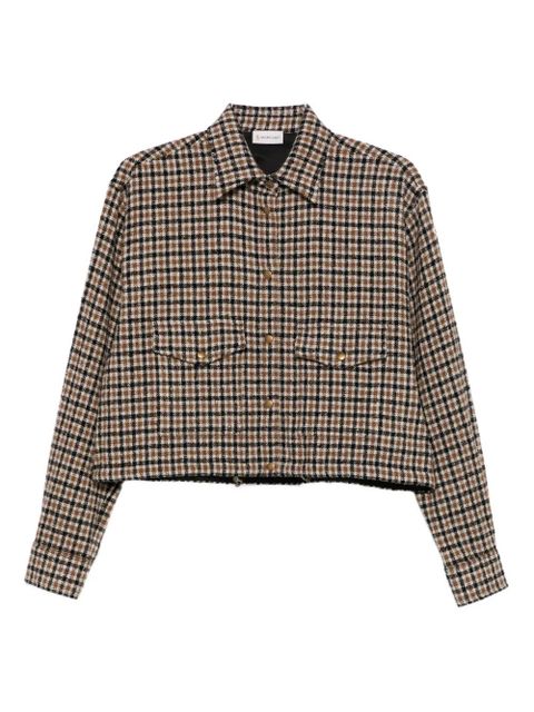 Moncler macro-check wool overshirt - Brown - zdjęcie produktu nr 2