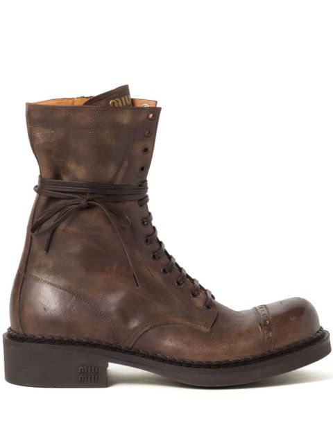 Miu Miu Leather Laced boots (35mm) - Brown - zdjęcie produktu nr 1