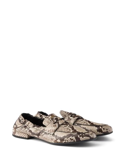 Prada Shuffle printed Ayers leather loafers - Brown