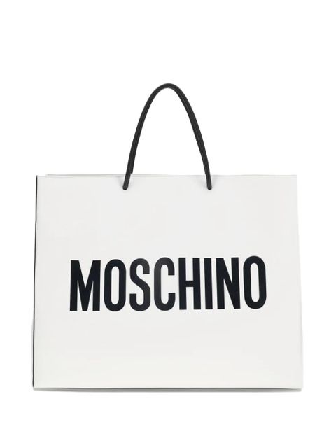 Moschino logo-print leather tote bag - White - zdjęcie produktu nr 1