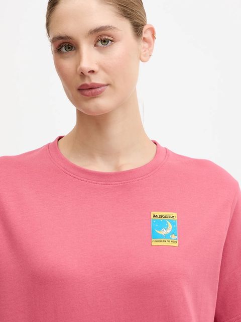 LA Sportiva t-shirt bawełniany Moon Climb damski kolor różowy ZACT194