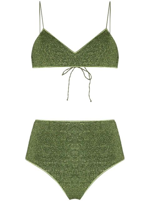 Oséree Lumière lurex high-waisted bikini set - Green - zdjęcie produktu nr 1