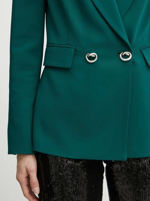 Pinko marynarka kolor zielony dwurzędowa gładka 103890 A21H