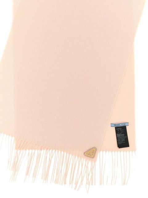 Prada fringed logo-detail scarf - Pink