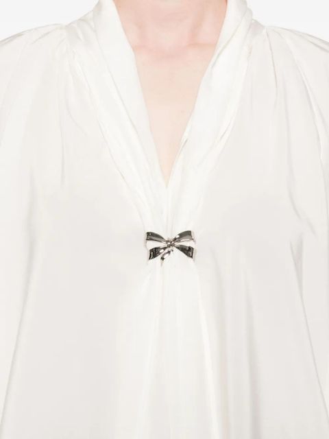 Max Mara bow-detail silk top - White