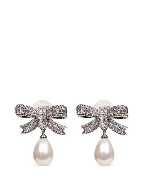 Self-Portrait bow crystal earrings - Silver - zdjęcie produktu nr 1