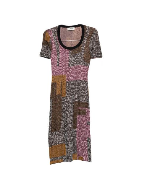 FENDI geometric-print midi dress - Brown - zdjęcie produktu nr 1