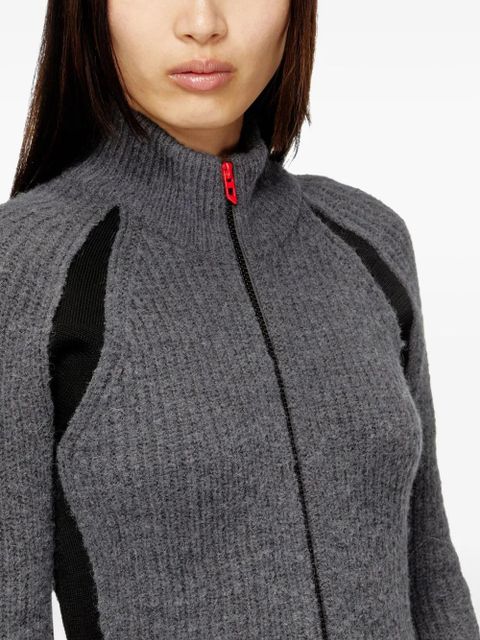 Diesel ribbed panel zip-up cardigan - Grey
