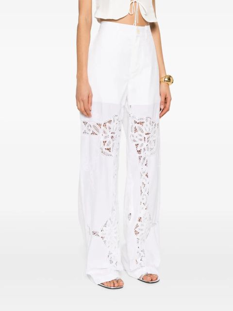 Marine Serre lace-panel trousers - White - zdjęcie produktu nr 2