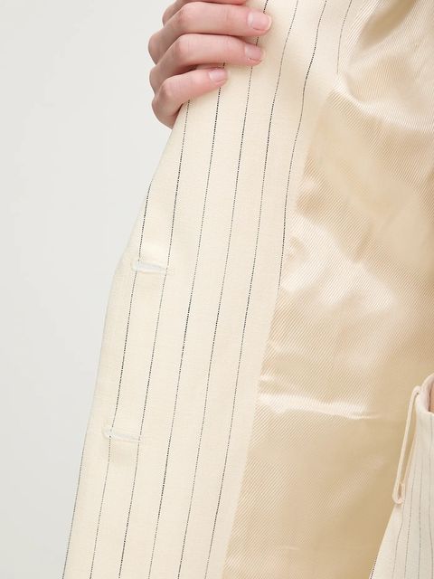 Simona Corsellini marynarka kolor beżowy jednorzędowa wzorzysta P25CPGI009