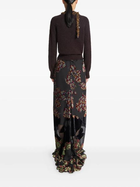 DRIES VAN NOTEN floral-print ruffled skirt - Black