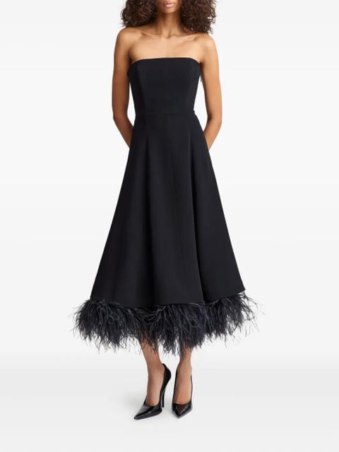 16Arlington Gioele feather-trim midi dress - Black - zdjęcie produktu nr 2