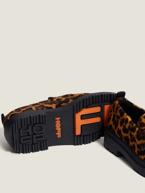 Hoff mokasyny skórzane LEOPARD MARRON damskie kolor brązowy na płaskim obcasie 22428004 SCHOOL