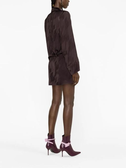 The Attico logo-print satin shirtdress - Brown