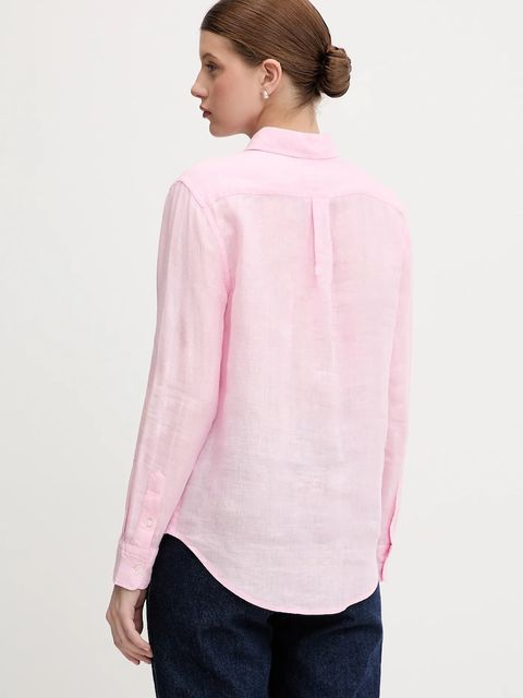Polo Ralph Lauren koszula lniana kolor różowy relaxed z kołnierzykiem klasycznym 211970730