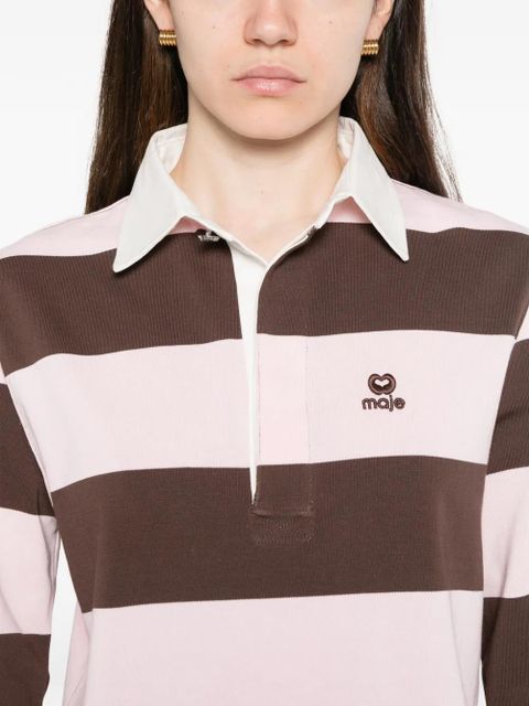 Maje striped cropped polo top - Brown
