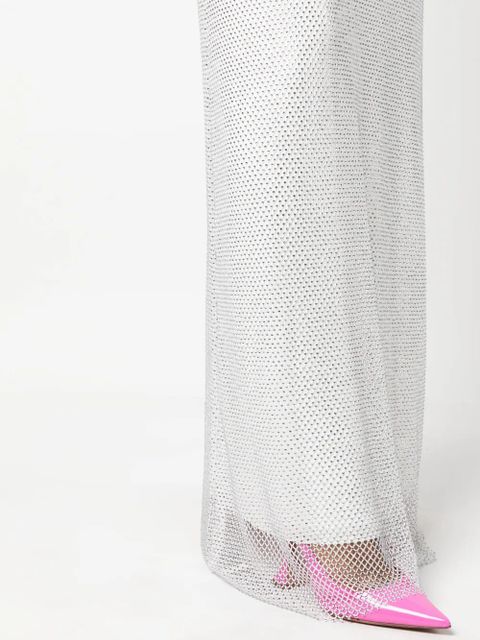 Max Mara rhinestone-mesh layered maxi dress - White