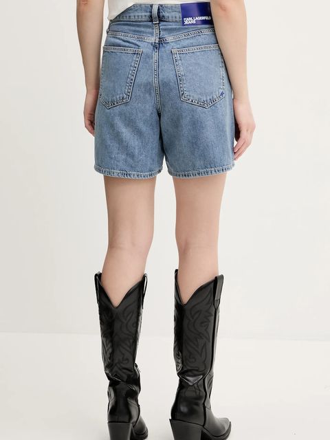 Karl Lagerfeld Jeans szorty jeansowe damskie kolor niebieski gładkie high waist A2W10041