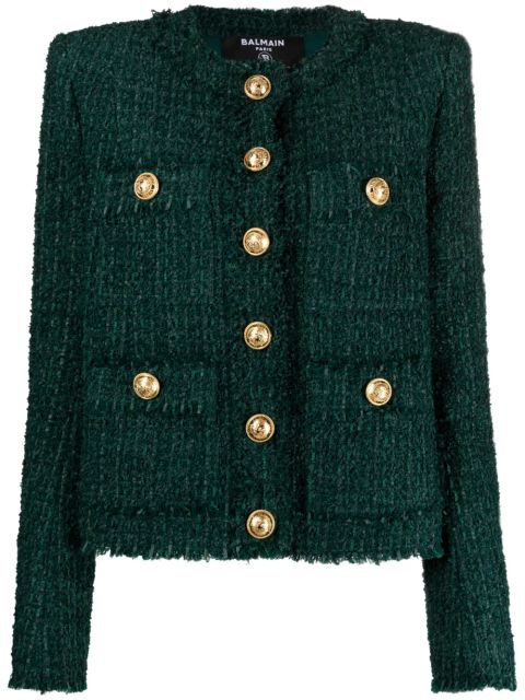 Balmain single-breasted tweed jacket - Green - zdjęcie produktu nr 1