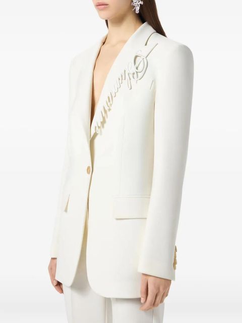 Blumarine logo-embroidered blazer - White