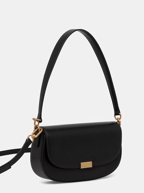 Tommy Hilfiger torebka skórzana kolor czarny AW0AW18204