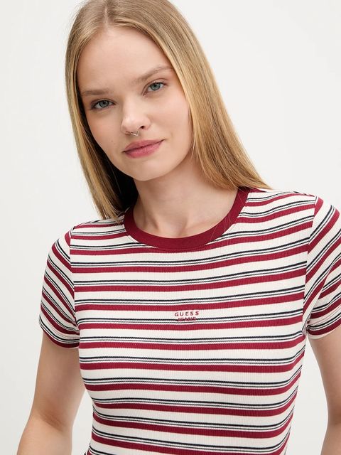 Guess Jeans t-shirt damski kolor bordowy W5BP52 KA0H1