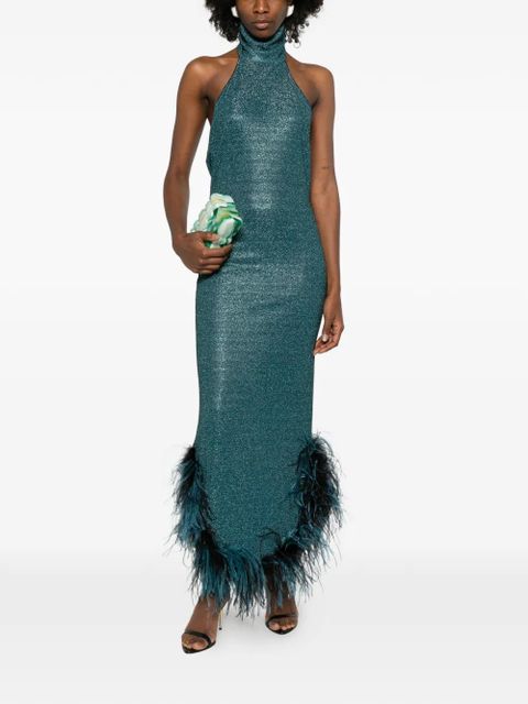 Oséree Lumière Plumage halterneck dress - Blue - zdjęcie produktu nr 2