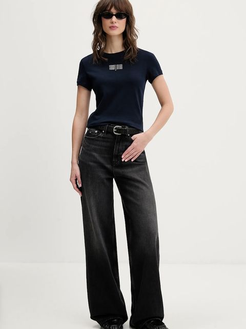 Tommy Jeans t-shirt bawełniany damski kolor granatowy DW0DW21841 - zdjęcie produktu nr 2