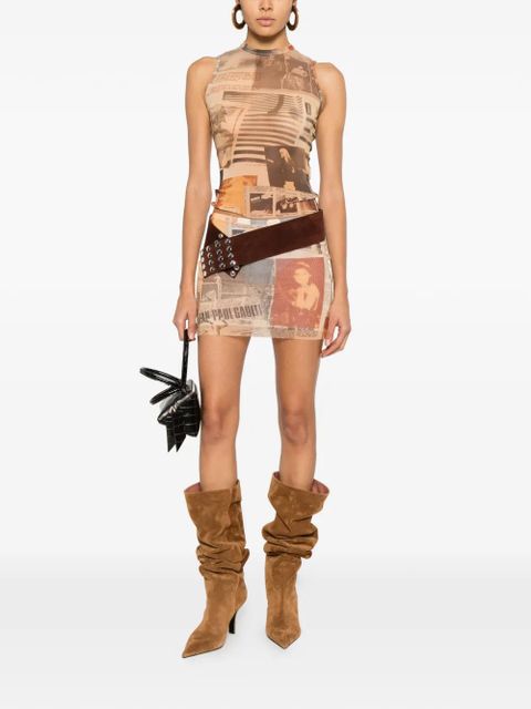 Jean Paul Gaultier newspaper-print mini skirt - Neutrals - zdjęcie produktu nr 2