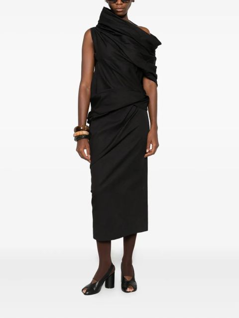 ENTIRE STUDIOS Moulded draped cowl-neck midi dress - Black - zdjęcie produktu nr 2
