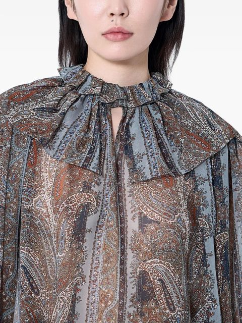 Saint Laurent pierrot collar drawstring blouse - Blue